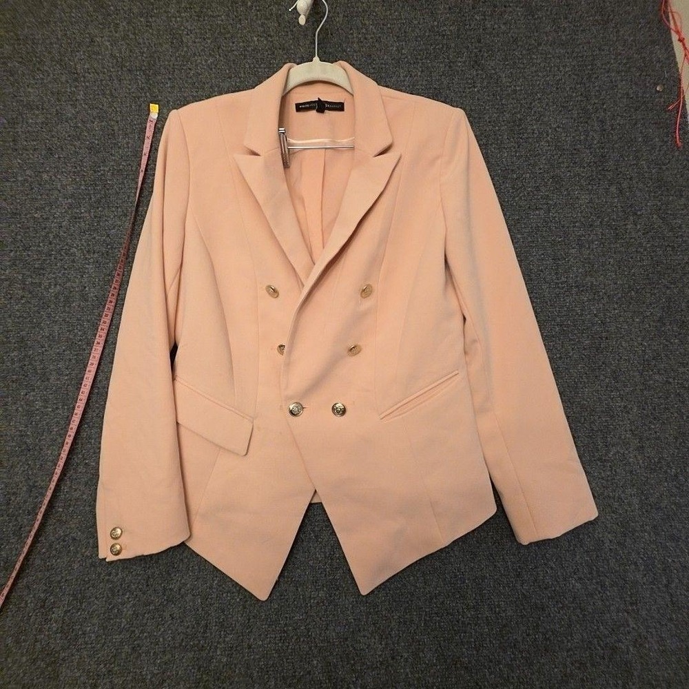 White House Black Market Blazer Womens 8 Pink Double Breasted Lined STAIN